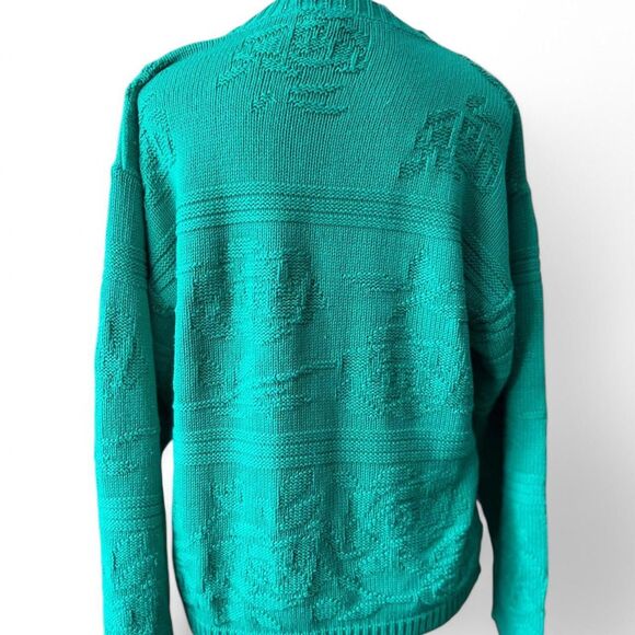 Vintage TRAFFIC pullover sweater Green vintage 90s knit sweater floral - Picture 3 of 8